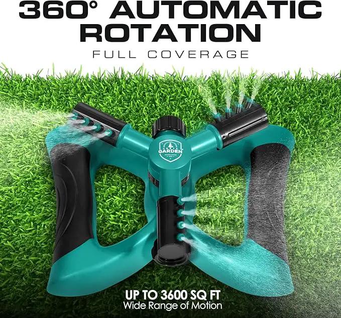 Joeys Sprinkler for Yard, Rotating Garden Sprinkler for Large Area Coverage, Lawn and Yard Sprinklers (Green) by GreenHaven Gardens