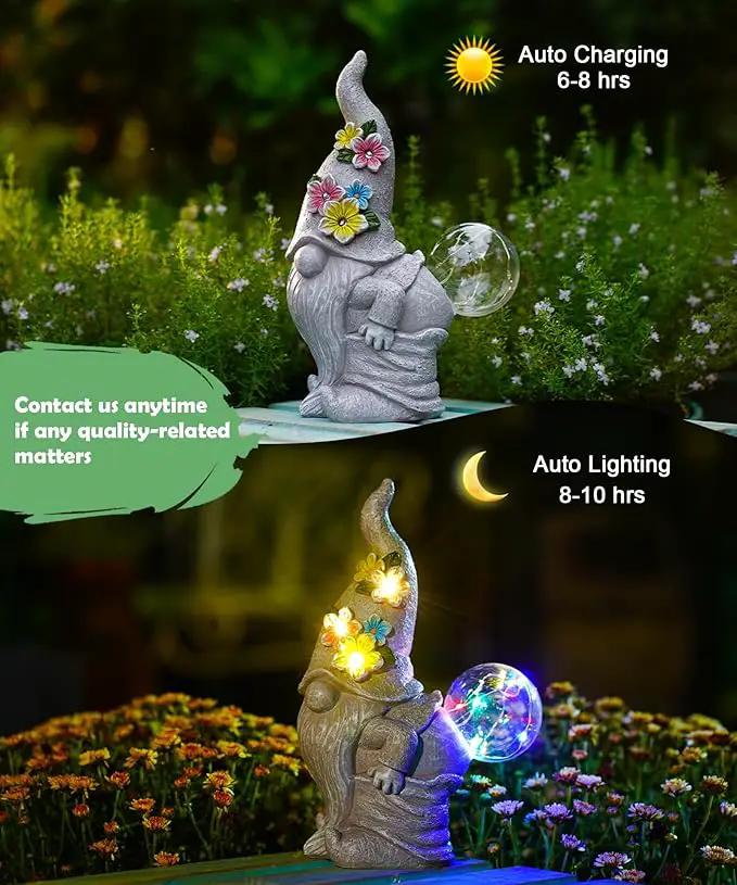 Solar Gnome Statue for Garden Decor: Outdoor Sculpture for Yard Lawn Porch Balcony Patio - Ideal Gift for Lover Mom Women Grandma by GreenHaven Gardens