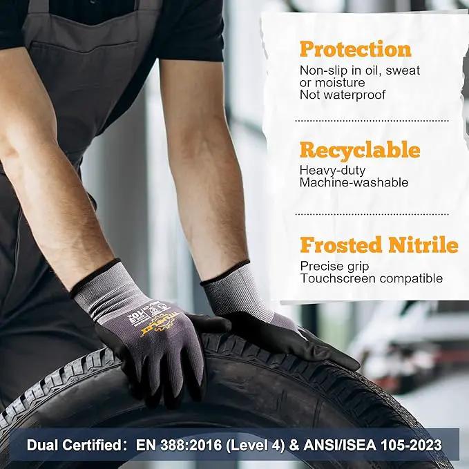TitanFlex Work Gloves Microfoam Nitrile Coated Men Women, Safety Warehouse Gloves with Grip, Touchscreen, Seamless Knit Nylon by GreenHaven Gardens
