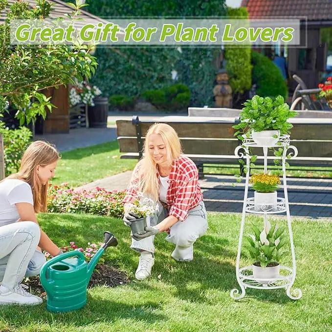 KMOTASUO 3 Tier Metal Plant Stand Indoor, 34 Inch Tall Corner Plant Stands for Indoor Plants, Flower Pot Holder Shelf Display Rack for Balcony Garden Patio Living Room(White) by GreenHaven Gardens