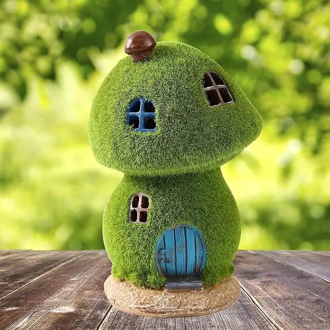 Mushroom Fairy House Decor - Figurine Lights Outdoor Solar Fairy Garden House for Patio Lawn Yard Ornaments, Housewarming Gift 7.4 inch by GreenHaven Gardens
