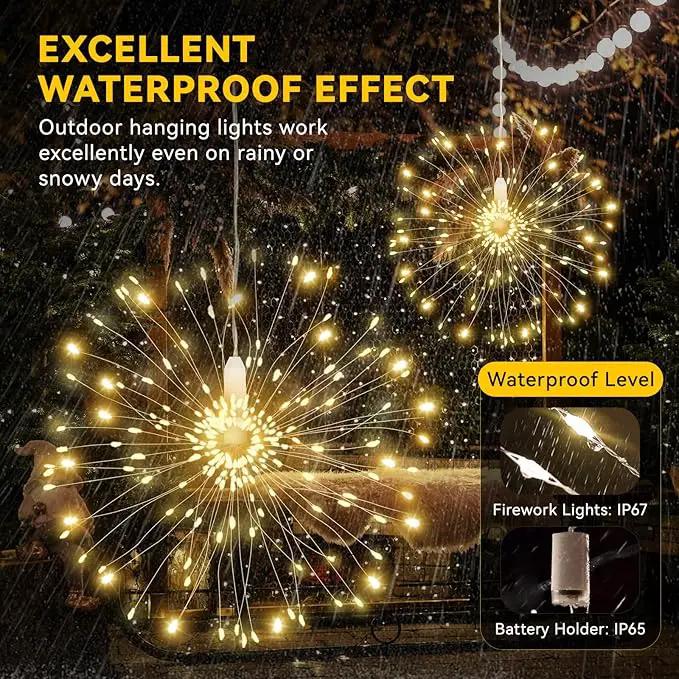 4 Pack Firework Lights - 120 LED Copper Wire String Lights with 8 Modes, Dimmable, Remote Controlled, Waterproof for Party, Home, Christmas, Garden, Outdoor Decoration by GreenHaven Gardens