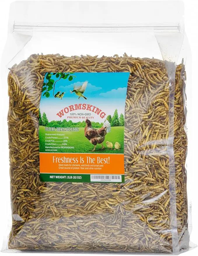 2LB Dried Mealworms for Poultry, Wild Birds,Tasty Bird Food by GreenHaven Gardens