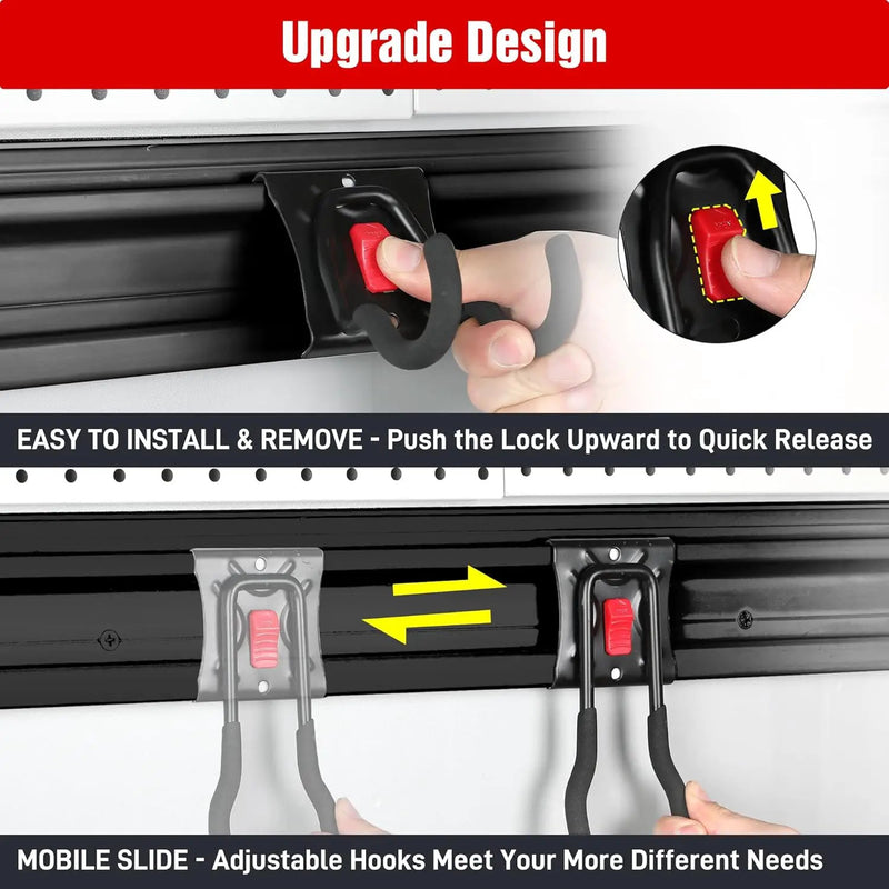 WORKPRO Garage Tool Organizer Wall Mount, Garage Organization Garden Tool Rack Holder System, 64-Inch 4 Rails with 8 Heavy Duty Adjustable Hooks for Hanging and Storage by GreenHaven Gardens