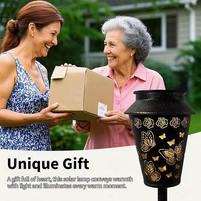 Solar Pathway Lights Outdoor Waterproof, Metal Copper Butterfly Lantern for Yard, Garden, Walkway, Patio Decor and More, Ideal Landscape Lighting Gift for Women, Mom, Grandma by GreenHaven Gardens