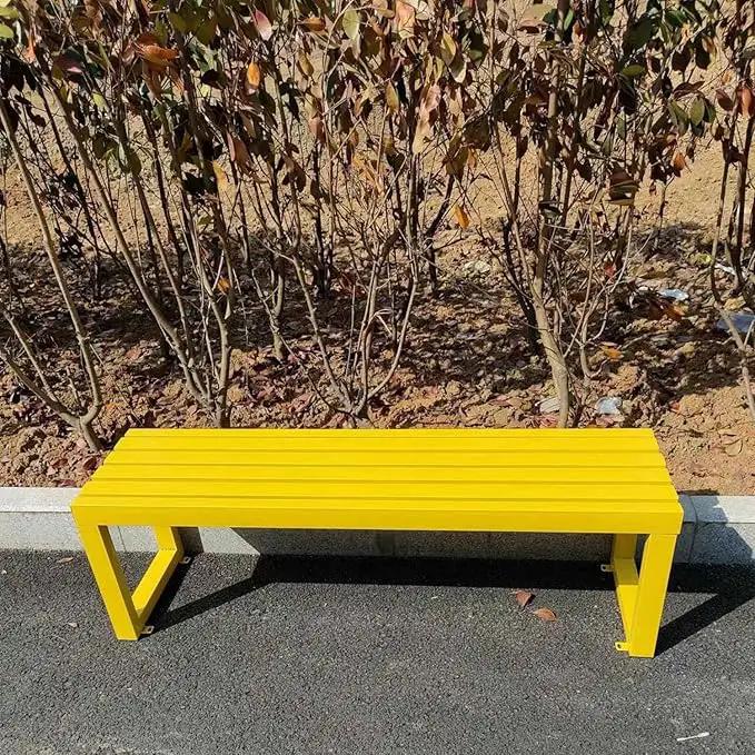 Weatherproof Metal Dining Bench, Outdoor Bench Backless Patio Bench 2-Person Farmhouse Bench Garden Bench for Kitchen, Living Room, Entryway(Yellow,59in) by GreenHaven Gardens
