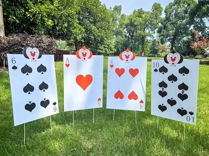 4 PCS Queen's Soldiers Yard Signs with Stakes Trick or Treat Party Hearts Costume Decor Large Lawn Sign Halloween Decorations Outdoor by GreenHaven Gardens