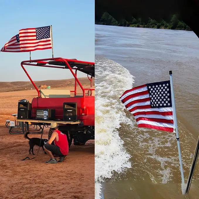 AZCOVER American Flag 16x24 Inch Boat Flag for Outside Made in USA Heavy Duty Nylon American Flags for Outdoor with Embroidered Stars Sewn Stripes and Brass Grommets All Weather Lasting United States by GreenHaven Gardens