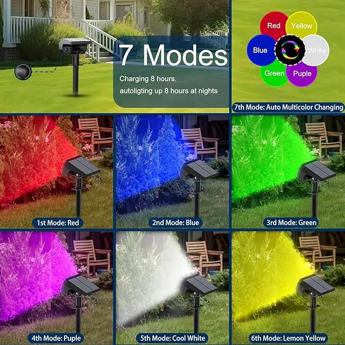 Solar Spot Lights Outdoor, [2 Pack/7 Colors/37 LED] 2-in-1 Solar Landscape Spotlights, IP65 Waterproof Auto On/Off Solar Powered Security Lights for Yard Garden Pathway Walkway by GreenHaven Gardens