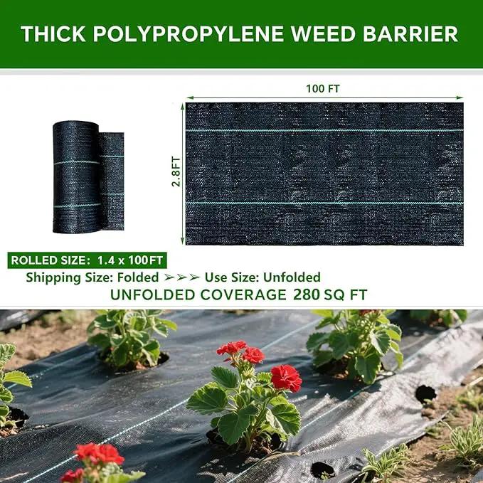 Weed Barrier Landscape Fabric Heavy Duty,3.2 OZ Premium Garden Weed Blocker Fabric for Weed Control, Plastic Ground Cover with Woven Weed Cloth,Durable Landscaping Fabric (2.8 X 100FT) by GreenHaven Gardens
