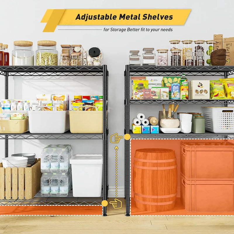 Storage Shelves Adjustable Wire Shelving Metal Wire Rack Shelving Unit Storage Shelf for Kitchen Laundry Room Pantry Closet Bathroom 24" W x 30" H x 14" D Black by GreenHaven Gardens