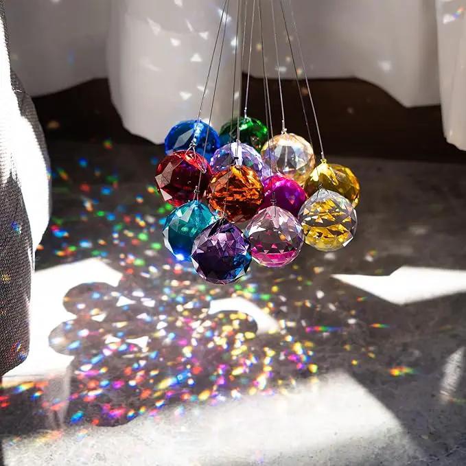 H&D 20mm Multi-Color Crystal Ball Prism Feng Shui Faceted Decorating,Pack of 12 by GreenHaven Gardens