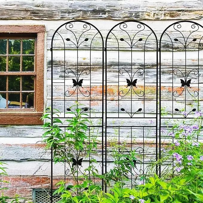 2 Pack Metal Garden Trellis 86.7" Black Fence Rustproof Garden Trellis for Climbing Plants Support Roses Flower Outdoor Lawn, Black by GreenHaven Gardens