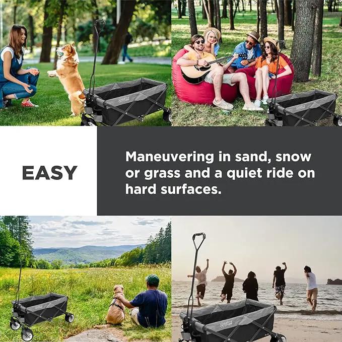 Creative Outdoor Push Pull Hauler Wagon for Kids, 200lbs Weight Capacity, All-Terrain Collapsible and Portable Folding Cart, Beach, Park, Garden, Camping & Tailgate by GreenHaven Gardens
