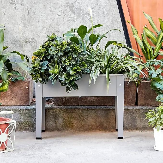 Metal Raised Garden Bed,Raised Planter Box with Legs,Herbs and Vegetables Planter Suitable for Outdoor Patio Deck and Porch (Mini Gray) by GreenHaven Gardens
