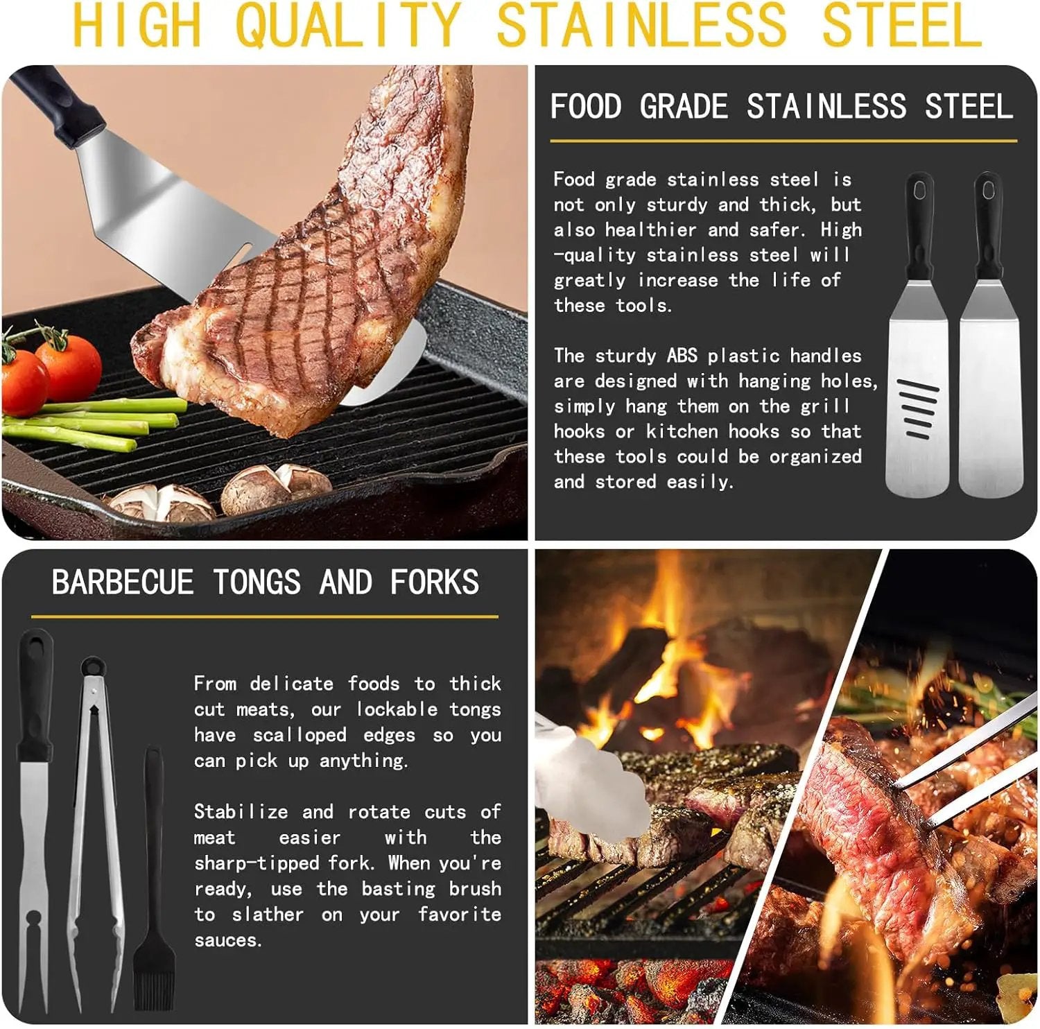 Supernal 46pcs Blackstone Griddle Accessories Upgraded Barbecue Presses Flat Top Grill Tools for Camp Chef Griddle Cover Salt and Pepper Shakers Grill Black Tools Set Enlarged Spatula Gift Set by GreenHaven Gardens