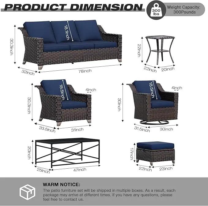 Joyside Wicker Patio Furniture Sets, 9 Pieces Upgraded Large Size Outdoor Furniture with Swivel Rocking Patio Chairs, Patio Dining Chair, 3-Seat Sofa, Outdoor Ottoman, Coffee Table, Thick Cushions by GreenHaven Gardens