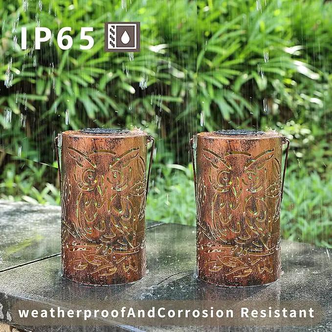 Outdoor Solar Lanterns ,Owls Projection Patterned Outdoor Lanterns with Handles LED Solar Light Outdoor Waterproof Garden Lights for Garden，Yard, Table, Pathway(2 /Bronze) by GreenHaven Gardens