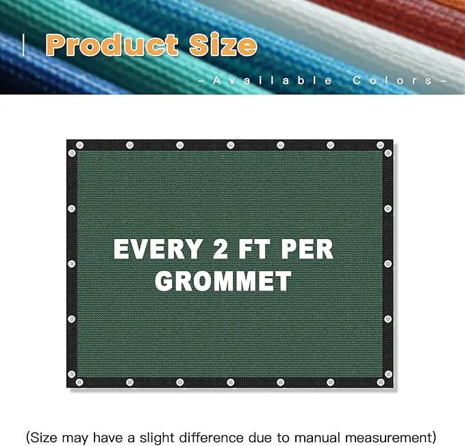 VICLLAX Shade Fabric Sun Shade Cloth with Every 2 FT Grommets for Patio Garden Pergola Cover Canopy 5x5 FT, Dark Green by GreenHaven Gardens