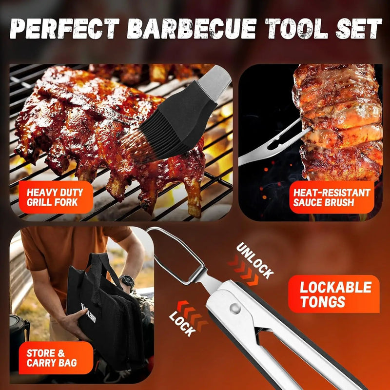 PURPLEBIRD Grill Set for Outdoor Grill 6 pcs - Heavy Duty Grilling Tools Set with Extra Long Handle, Stainless Grilling Accessories for Dad Gifts with Travel Bag, BBQ Utensils Kit for Outdoor Camping by GreenHaven Gardens