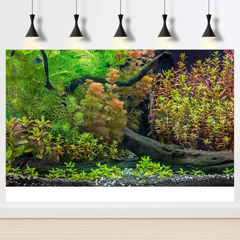Aquarium Background Underwater Grass Leaves with Pebbles Exquisite Fish Tank Background Vivid Green Aquatic Plant Stone River Bed Fish Dead Wood Fresh Leaves Tank Background Decors 36x18in by GreenHaven Gardens