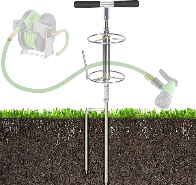 Walensee 32" Garden Hose Guide Spike Right Angle Hose Pulling Stand, Heavy Duty Metal Hose Reel for Garden Corner Auxiliary Watering Hose Reel, Lawn & Garden Watering Equipment, Plant Flower Protector by GreenHaven Gardens