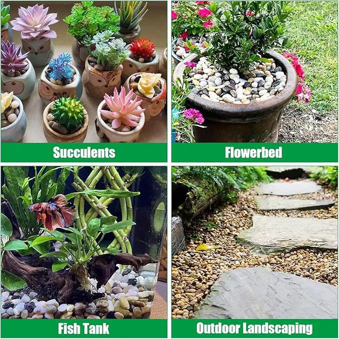 Rocks for Plants 5 Lbs, 0.8-1.5 Inch High Polished Pebbels, Decorative Stones for Garden Landscaping, Smooth Gravel Filler for Outdoor Plants, Succulents, Fish Tank and Vases by GreenHaven Gardens