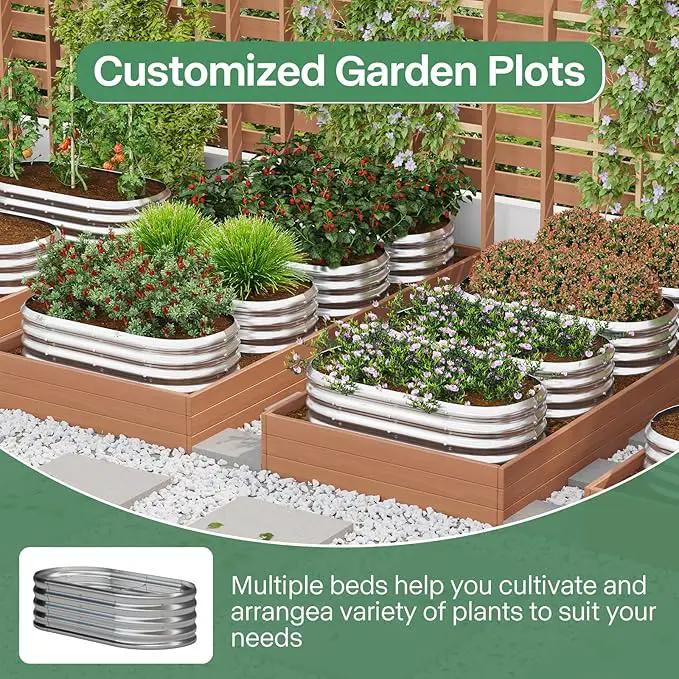 Galvanized Raised Garden Bed Kit, Galvanized Planter Garden Boxes Outdoor, Oval Large Metal for Vegetables,Flower,12x1.8x1FT by GreenHaven Gardens