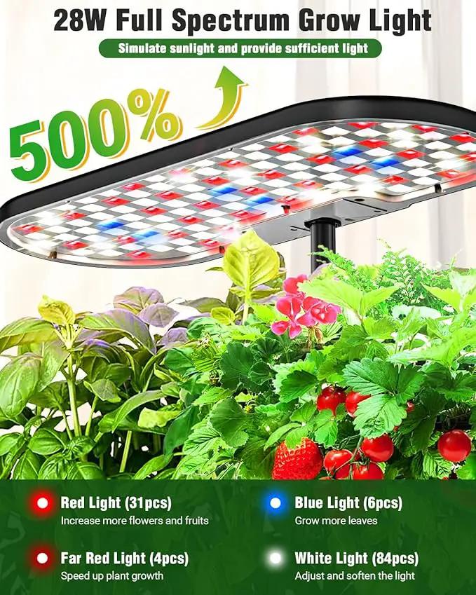 Hydroponics Growing System Kit, 16 Pods Indoor Garden with 28W Full Spectrum LED Grow Light, Auto Timer, 3 Smart Light Modes, 8L Large Herb Garden, Ideal Gardening Gift for Women, Men (Black) by GreenHaven Gardens