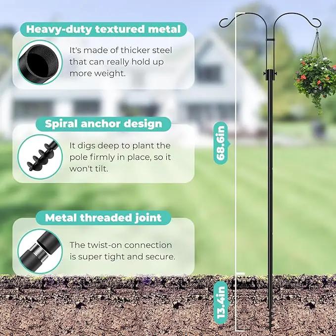 Mrcrafts Bird Feeder Hook for Outdoor, 82 Inch Hevy Duty Bird Feeder Poles, Bird Feeder Stand Station, Garden Hook for Hanging Plants, Lanterns, Hummingbird Feeders by GreenHaven Gardens
