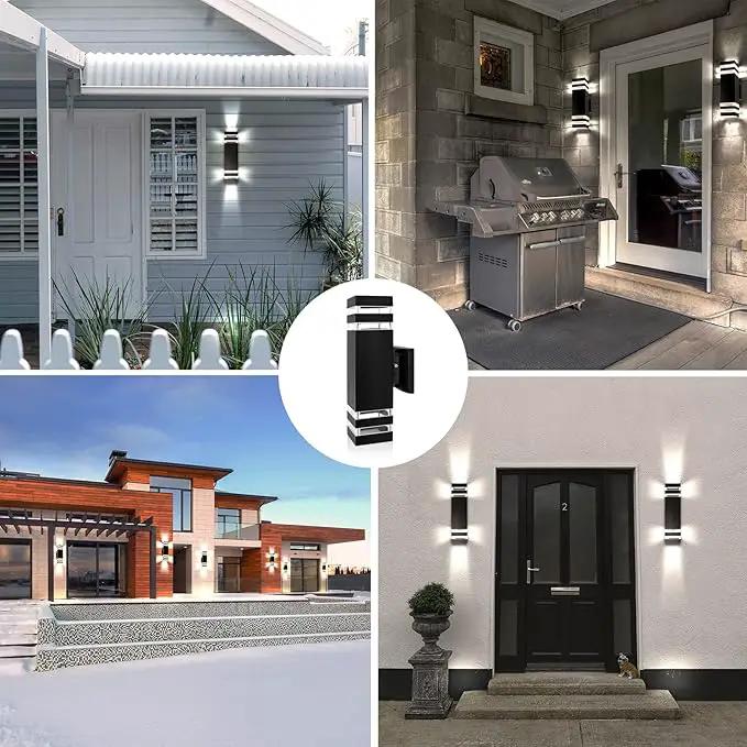 4 Pack LED Up Down Porch Wall Light, Modern Dusk to Dawn Outdoor Lighting, Aluminum IP65 Waterproof Exterior Light Fixture, Square Wall Light Sconce for Patio House by GreenHaven Gardens