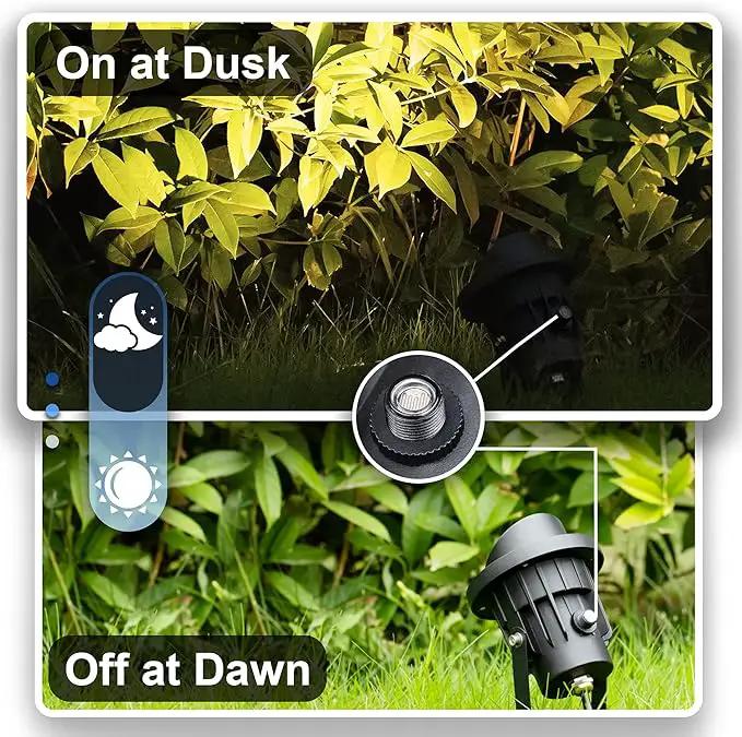 SUNVIE 20W Outdoor Landscape Spotlights 120V Waterproof Dusk to Dawn Spot Lights Outdoor 3000K LED Spotlight with Photocell Sensor Landscape Lighting for Yard Flag Tree Garden Decor 6 FT US 3-Plug in by GreenHaven Gardens