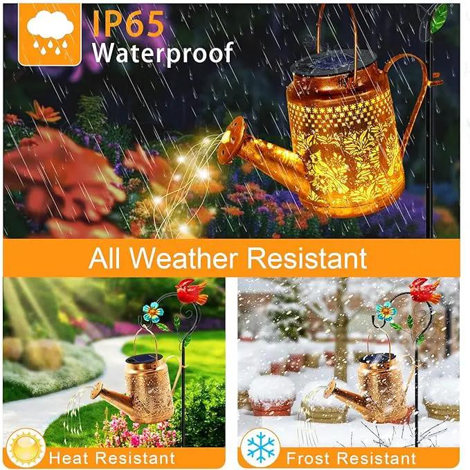 Solar Lights Outdoor Garden Decor, Cardinals Hanging Waterproof Watering Can Lights Outside Decorations for Yard Front Porch Patio Backyard Gift for Mom Grandma Women Birthday （with Shepherd Hook） by GreenHaven Gardens