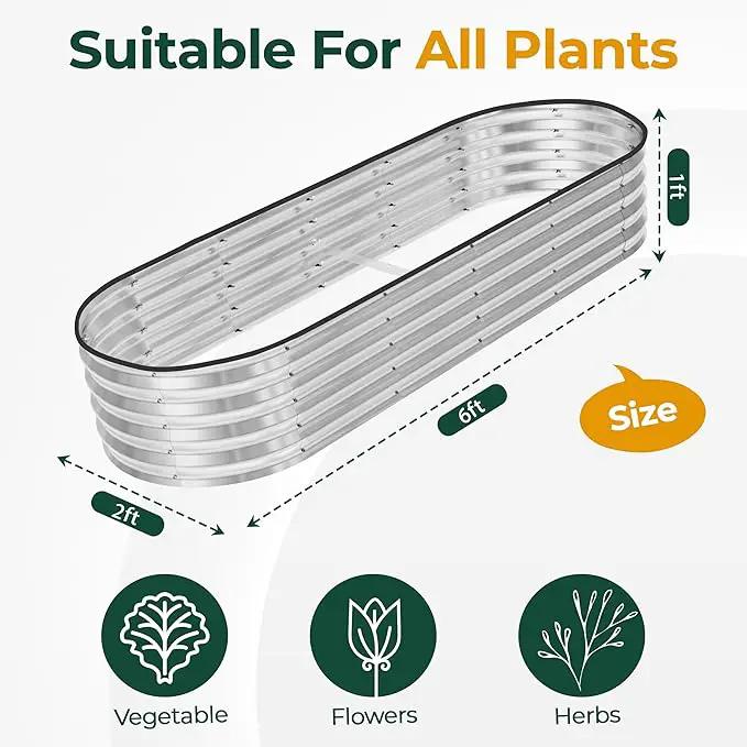 Utopia Home Galvanized Raised Garden Bed, 6 by 2 by 1 feet Lightweight Planter Boxes Outdoor with Easy Assembly, Large Garden Bed for Vegetables, Fruits, Flowers, Silver by GreenHaven Gardens