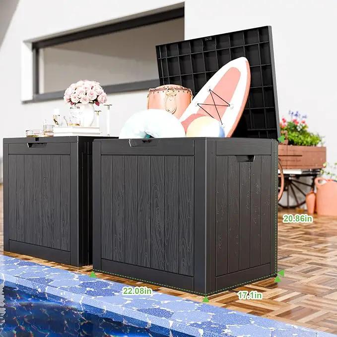 30 Gallon Outdoor Deck Box,Storage Lockable Waterproof Patio Furniture,Garden Tools,Cushions,Pool Accessories Outside Storage Resin Box(Black) by GreenHaven Gardens