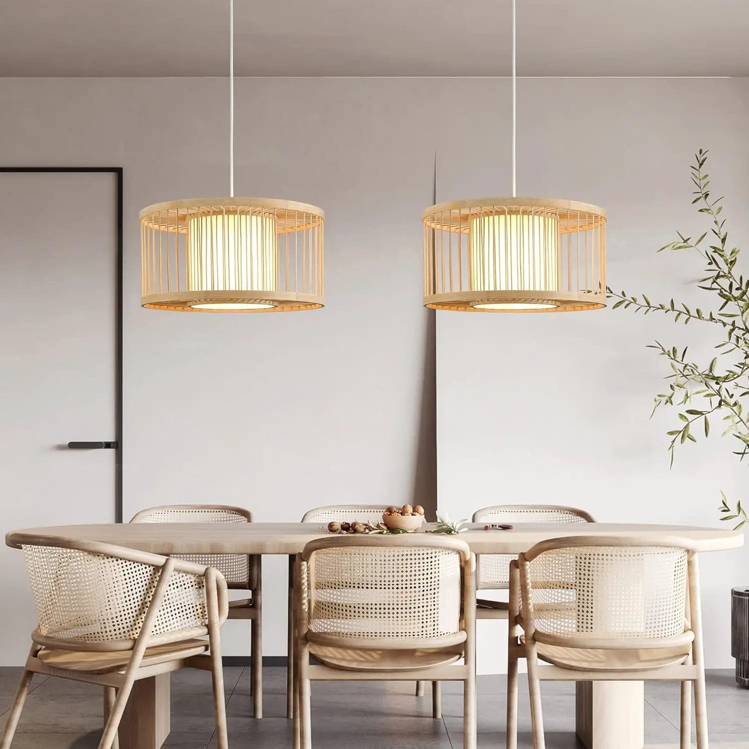 Rattan Pendant Lights, 15.8" Boho Wicker Pendant Light Handwoven Rattan Chandelier Beach Country Natural Hanging Light for Dining Room Kitchen Living Room Bedroom by GreenHaven Gardens