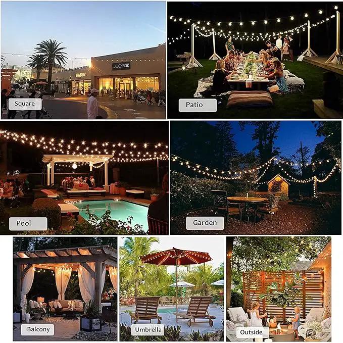 Outdoor String Lights 200FT Waterproof Globe String Lights with 104 Shatterproof G40 LED bulbs, Dimmable Connectable Patio Light String Lights for hanging Bistro Backyard Gazebo,2-Pack x 100ft by GreenHaven Gardens
