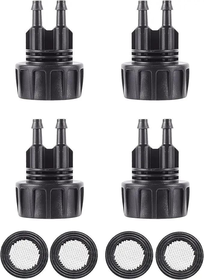 Inner 3/4 inch to Double 1/4 Pipe Joint with Four Black Strainer 6-Point Washers，Garden Irrigation System Used in Gardens,Lawns by GreenHaven Gardens