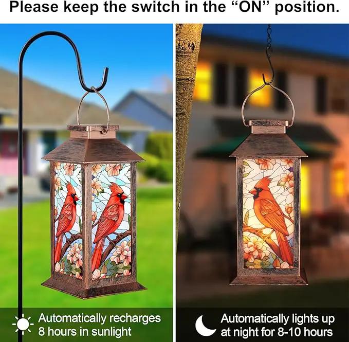 Solar Lantern Outdoor Waterproof Cardinal Garden Decor Birthday Gifts for Women Mom and Grandma Solar LED Plastic Decorative Hanging Light for Yard(Cardinal) by GreenHaven Gardens