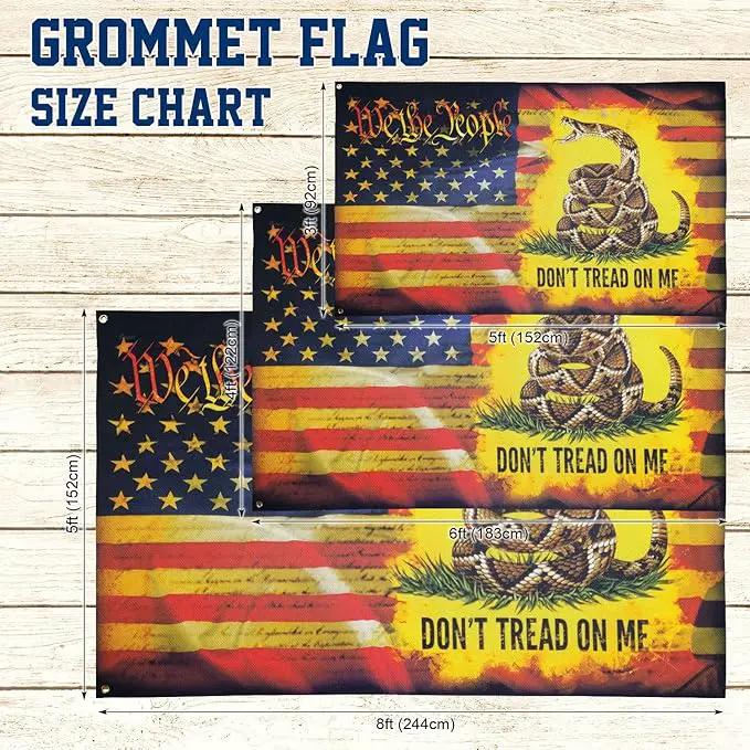 FLAGWIX 3x5 ft American Patriotic Gadsden Flag - Double Sided, Heavy Duty Canvas, Fade Resistant - Patriotic American House Flags, 4th of July Decorations For Indoor, Outdoor Decor Flag with Grommets by GreenHaven Gardens