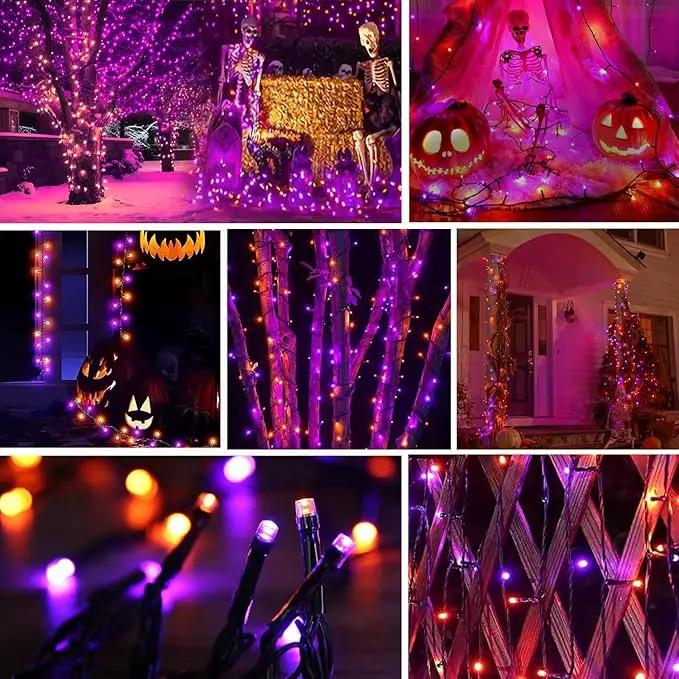6-Pack Solar String Lights, 600 LED Extra-Long 236Ft Solar Halloween Lights Outdoor Waterproof, 8 Modes Led Halloween Lights for Garden, Patio, Wedding(Purple & Orange) by GreenHaven Gardens