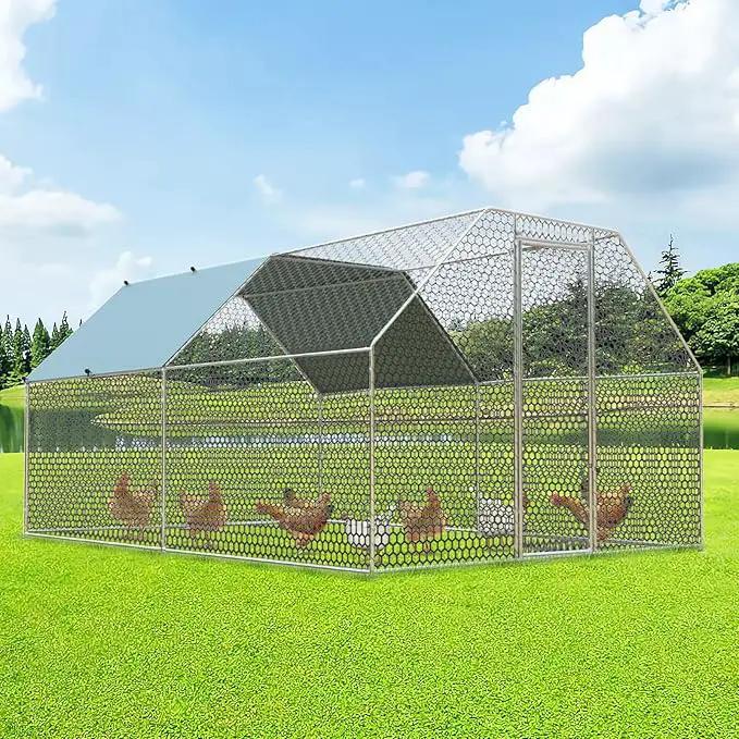 4ever2buy Chicken Runs for Yard with Cover, Large Metal Chicken Run Walk in Metal, Outside Dog Kennel with Roof, Flat Roofed Outdoor Kennel for Cats(9.2’Lx12.47’Wx6.4’H) by GreenHaven Gardens