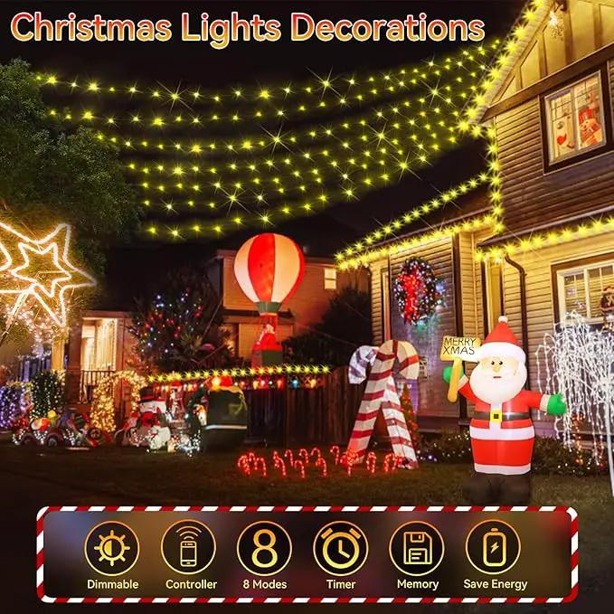 Hezbjiti 1000 LED 403 FT Christmas String Lights Outdoor, 8 Lighting Modes IP44 Waterproof Fairy Lights with Timer and Dimmable Function for Home Party Tree Decorations (Warm White, Clear Wire) by GreenHaven Gardens