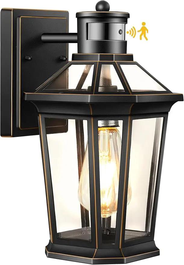 VIANIS Motion Sensor Outdoor Wall Lantern, Black Waterproof Dusk to Dawn LED Exterior Wall Sconce, Anti-Rust Aluminum Modern Outdoor Lights Fixtures Wall Mount for Porch, Entryway, Garage, Front Door by GreenHaven Gardens