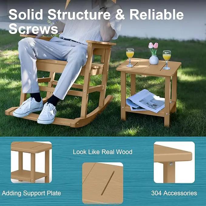 Outdoor Side Table - 2-Tier Storage All Weather Outdoor End Table for Patio - HDPE Morden Easy Maintenance Adirondack Side Table for Pool Porch Balcony Garden Lawn Backyard Outside Indoor by GreenHaven Gardens
