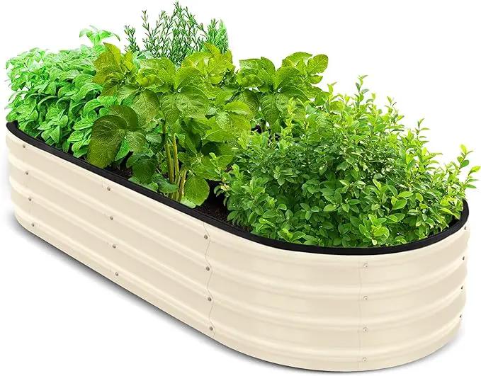 Utopia Home Galvanized Raised Garden Bed, 4 by 2 feet Lightweight Planter Boxes Outdoor with Easy Assembly, Large Garden Bed for Vegetables, Fruits, Flowers, Beige by GreenHaven Gardens