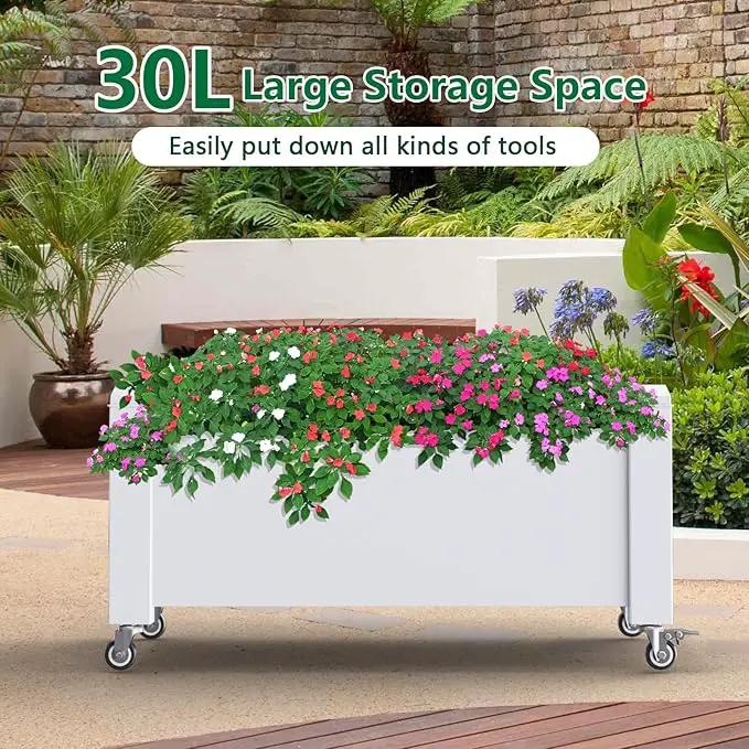 Horticulture Garden Bed with Legs, Divisible Resin Planter Box for Backyard, Patio, Balcony, with 4 Legs, 4 Swivel Lockable Wheels(Ashen,30.04 * 17.72 * 17.56) by GreenHaven Gardens