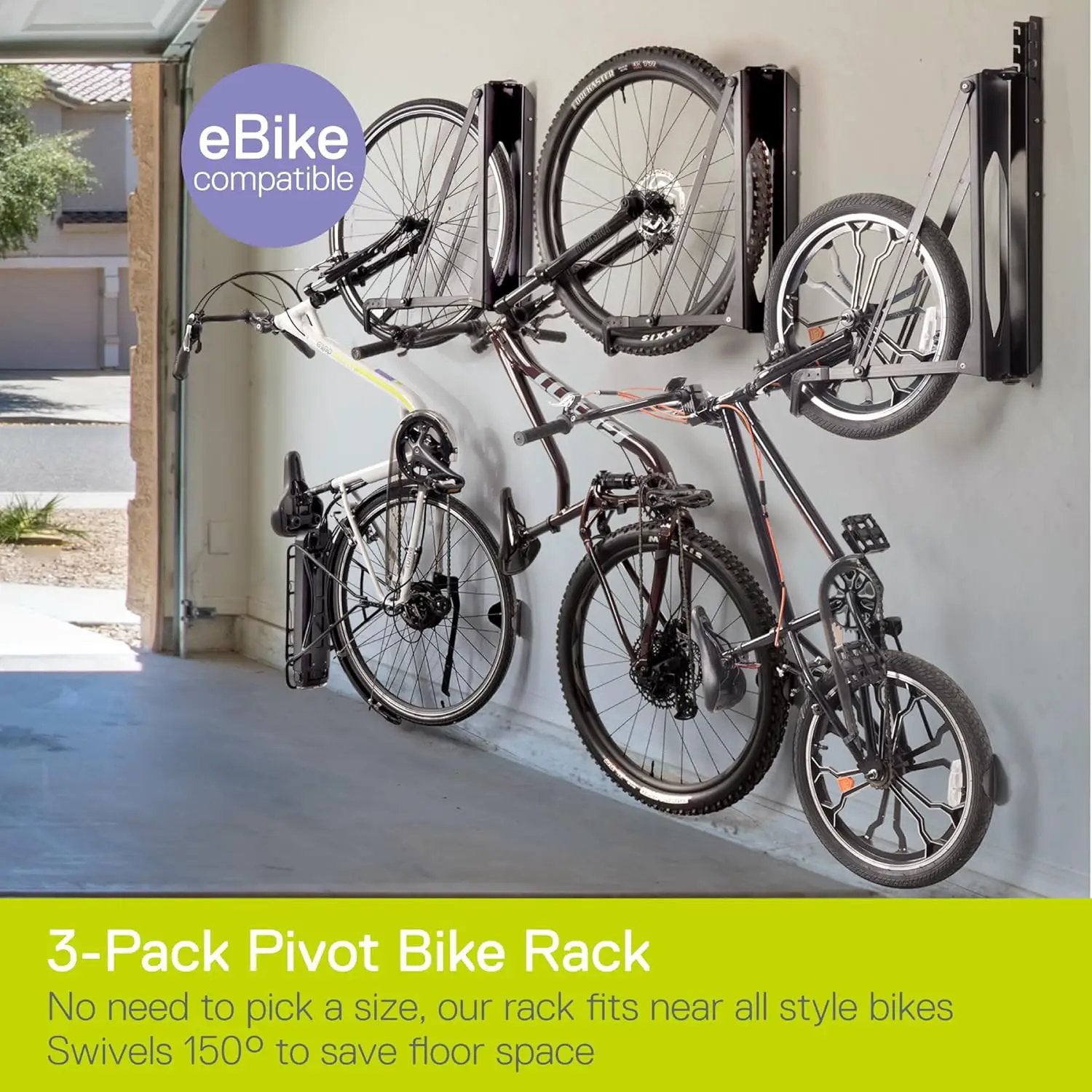 Pivot Bike Storage Rack by Delta Cycle - Bike Rack Garage Wall Mount Swivels to Save Space - No Lifting Required Vertical Bike Rack - Indoor Bike Storage Wall Hanger Holds Up to 100 lbs by GreenHaven Gardens