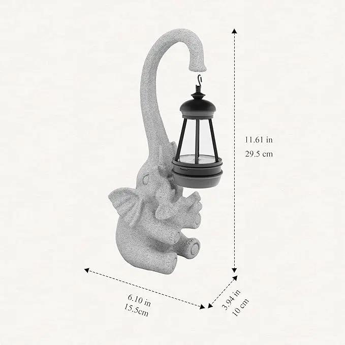 Solar Powered Outdoor Figurine Lights, 10 Inch Waterproof Animal Elephant Statue Light, Suitable for Decorations for Patio, Balcony, Lawn, Courtyard, Etc.(Chest) by GreenHaven Gardens