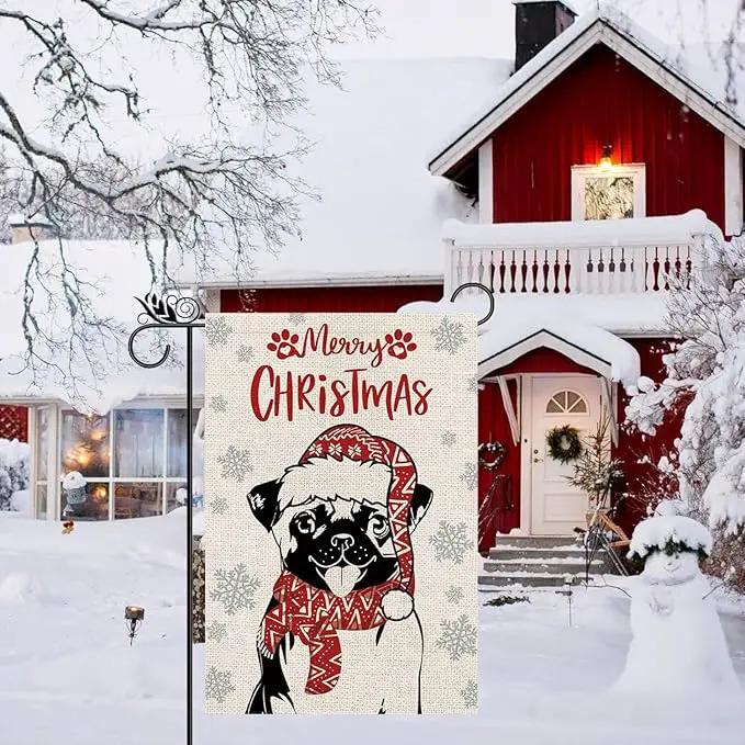 Seasonal Garden Flags Pug Dog Double Sided Flags Set of 11 Holiday Farmhouse Indoor Outdoor Yard Lawn Christmas Gifts Decorations 12.5x18 Inch by GreenHaven Gardens